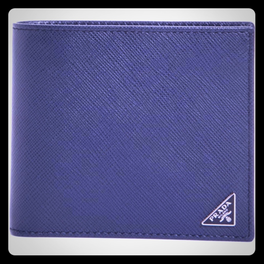 Navy/orange men’s Prada wallet